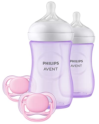 Philips Avent Natural Baby Bottle with Natural Response Nipple, Purple Baby Gift Set, SCD837/01