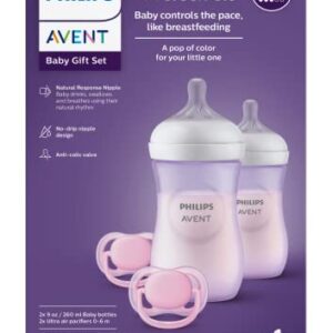 Philips Avent Natural Baby Bottle with Natural Response Nipple, Purple Baby Gift Set, SCD837/01