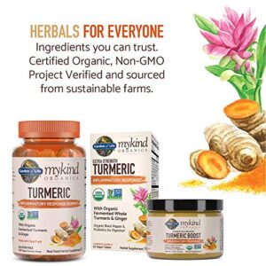 Garden of Life mykind Organics Turmeric Booster Inflammatory Response Powder - 30 Servings, 50mg Curcumin (95% Curcuminoids) & Probiotics, Organic Non-GMO Vegan & Gluten Free Herbal Supplements