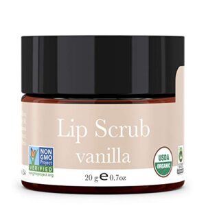 organic lip scrub vanilla – lip scrubs exfoliator & moisturizer, lip exfoliator scrub, sugar lip scrubs, lip sugar scrub, lip care products for chapped lips, lip scrubber, lip moisturizer for dry lips