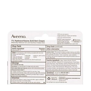 Aveeno Maximum Strength 1% Hydrocortisone Anti-Itch Cream with Pure Oat Essence, Triple Oat Complex, Aloe & Vitamin E, for Itch, Rash & Redness Relief, 1 oz Pack of 2