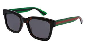 gucci gg0001s 003 52m havana/green/grey rectangle sunglasses for men + bundle with designer iwear complimentary eyewear care kit