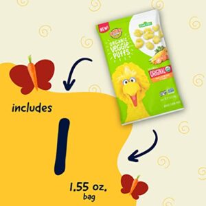 Earth's Best Organic Kids Snacks, Sesame Street Toddler Snacks, Organic Veggie Puffs, Gluten Free Snacks for Kids 2 Years and Older, Original, 1.55 oz Bag