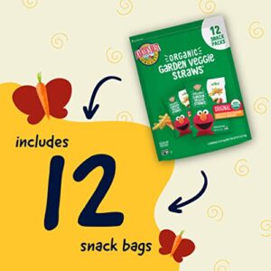 Earth's Best Organic Kids Snacks, Sesame Street Toddler Snacks, Organic Garden Veggie Straws for Toddlers 2 Years and Older, Original, Multipack, .5 oz Bags, 12 Count