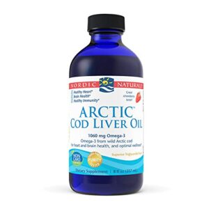 nordic naturals arctic clo – cod liver oil promotes heart and brain health, supports immune and nervous systems, strawberry, 8 fl oz