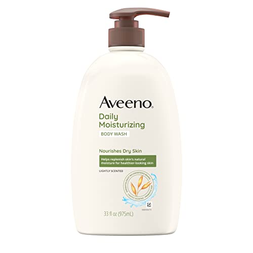 Aveeno Daily Moisturizing Body Wash with Soothing Oat Creamy Shower Gel (Soap Free and Dye Free/Light Fragrance), 33 Fl Oz