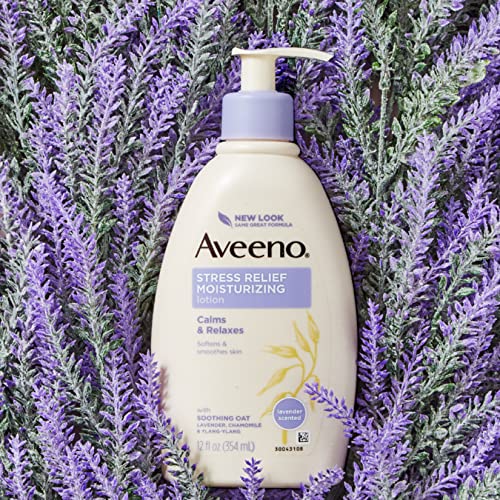 Aveeno Stress Relief Moisturizing Body Lotion with Lavender Scent, Natural Oatmeal to Calm & Relax, Non-Greasy Daily Stress Relief Lotion, 33 fl. oz