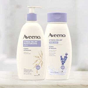 Aveeno Stress Relief Moisturizing Body Lotion with Lavender Scent, Natural Oatmeal to Calm & Relax, Non-Greasy Daily Stress Relief Lotion, 33 fl. oz