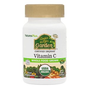 naturesplus source of life garden certified organic vitamin c – 500 mg, 60 vegan capsules – whole food immune support supplement, antioxidant – vegetarian, gluten-free – 30 servings