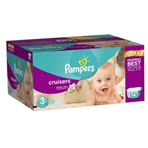 pampers cruisers disposable diapers size 3, 174 count, economy pack plus (packaging may vary)