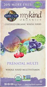 garden of life organic mykind prenatal multivitamin, 108 ct