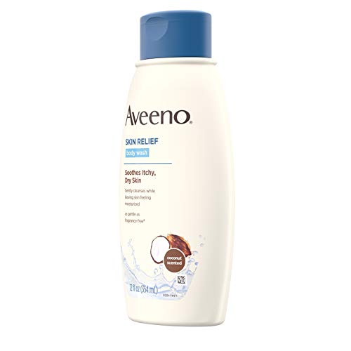 Aveeno Skin Relief Body Wash with Coconut Scent & Soothing Oat, Gentle Soap-Free Body Cleanser for Dry, Itchy & Sensitive Skin, Dye-Free & Allergy-Tested, 12 fl. oz