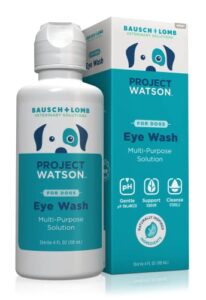 project watson eye wash for dogs, gentle ph balanced formula to help reduce risk of infection, help remove tear stains & support eye health, fragrance free, 4 fl oz