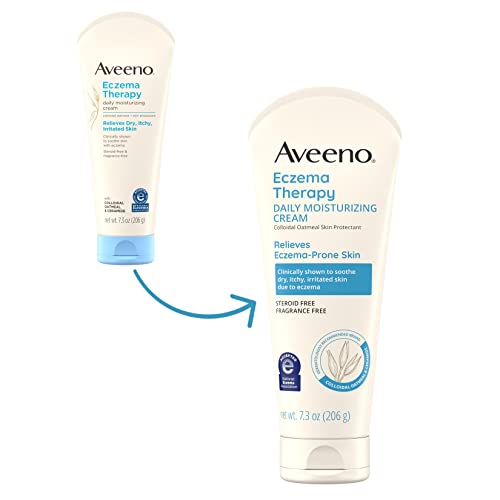 Aveeno Eczema Therapy Daily Moisturizing Body Cream for Sensitive Skin, Soothing Eczema Relief Cream, Colloidal Oatmeal & Ceramide for Dry & Itchy Skin, Steroid- & Fragrance-Free, 7.3 oz