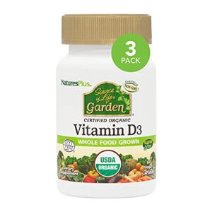 naturesplus source of life garden vitamin d3-60 vegan capsules, pack of 3 – immune system support – certified organic, non-gmo, gluten free – 90 total servings