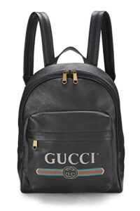 gucci, pre-loved black leather logo print backpack medium, black