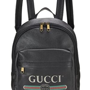 Gucci, Pre-Loved Black Leather Logo Print Backpack Medium, Black