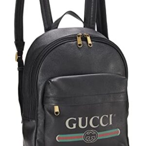 Gucci, Pre-Loved Black Leather Logo Print Backpack Medium, Black