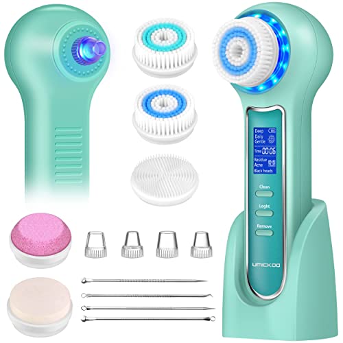 UMICKOO Blackhead Remover Vacuum,Rechargeable Facial Cleansing Brush with LCD Screen,IPX7 Waterproof 3 in 1 Face Scrubber Cleaner for Exfoliating, Massaging and Deep Pore Cleansing