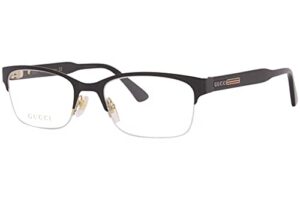 gucci gg 0828o 001 black metal semi-rimless eyeglasses 54mm