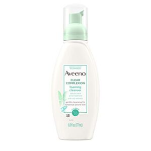 aveeno clear complexion foaming facial cleanser, scentless, 6 fl oz (pack of 1) package may vary