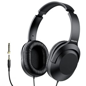 philips over ear wired stereo headphones for podcasts, studio monitoring and recording headset for computer, keyboard and guitar with 6.3 mm (1/4″) add on adapter