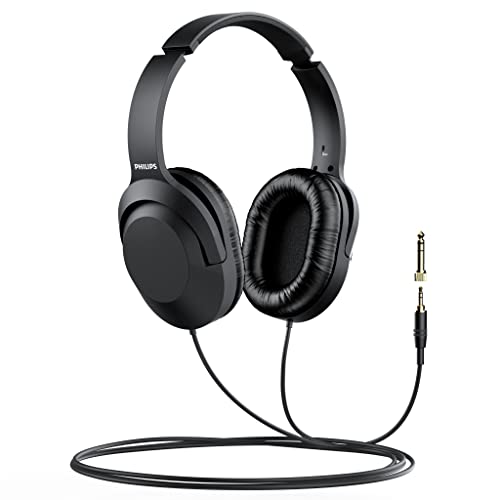 PHILIPS Over Ear Wired Stereo Headphones for Podcasts, Studio Monitoring and Recording Headset for Computer, Keyboard and Guitar with 6.3 mm (1/4") Add On Adapter