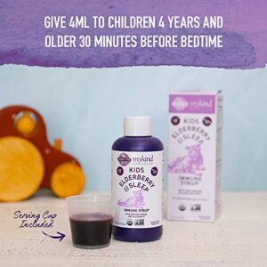 Garden of Life Elderberry Immune Support for Kids with Zinc, Vitamin C - mykind Organics Kids Elderberry & Sleep Immune Syrup Liquid, Bedtime Herbs for Children, No Alcohol, No Added Sugar, 3.92 fl oz