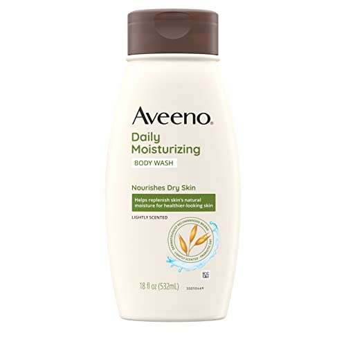Aveeno Daily Moisturizing Body Wash for Dry & Sensitive Skin, Hydrating Oat Body Wash Nourishes Dry Skin With Moisture, Soothing Prebiotic Oat & Rich Emollients, Light Fragrance, 18 fl. oz