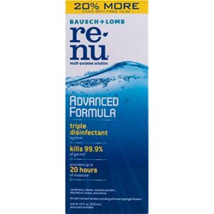 bausch and lomb renu advanced formula multi-purpose cleaning and disinfectant solution for soft contact lenses 12 oz – pack of 3