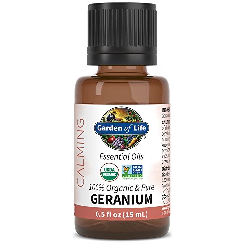 Garden of Life Essential Oil, Geranium 0.5 fl oz (15 mL), 100% USDA Organic & Pure, Clean,Undiluted for Diffuser,Aromatherapy,Meditation - Balance,Relaxation, Calming, Floral,Aromatic (103255)