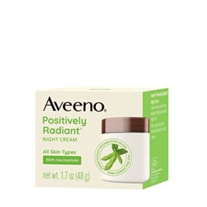 Aveeno Positively Radiant Intensive Moisturizing Night Cream with Total Soy Complex & Vitamin B3, Oil-Free, Non-Greasy, Hypoallergenic & Non-Comedogenic, 1.7 oz