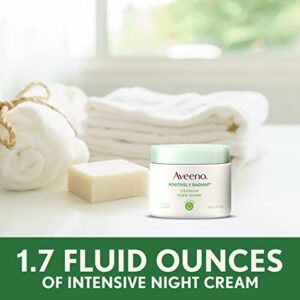 Aveeno Positively Radiant Intensive Moisturizing Night Cream with Total Soy Complex & Vitamin B3, Oil-Free, Non-Greasy, Hypoallergenic & Non-Comedogenic, 1.7 oz