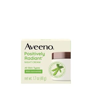 Aveeno Positively Radiant Intensive Moisturizing Night Cream with Total Soy Complex & Vitamin B3, Oil-Free, Non-Greasy, Hypoallergenic & Non-Comedogenic, 1.7 oz