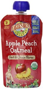 earth’s best organic stage 2, apple, peach & oatmeal, 4.2 ounce pouch (pack of 6)