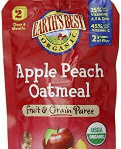 Earth's Best Organic Stage 2, Apple, Peach & Oatmeal, 4.2 Ounce Pouch (Pack of 6)