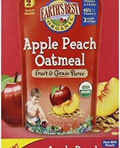 Earth's Best Organic Stage 2, Apple, Peach & Oatmeal, 4.2 Ounce Pouch (Pack of 6)