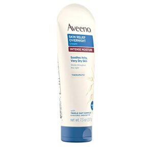 Aveeno Skin Relief Overnight Intense Moisture Cream with Triple Oat Complex & Natural Shea Butter, Therapeutic Dimethicone Skin Protectant for Dry Itchy Skin Relief, Fragrance- & Steroid-Free, 7.3 oz