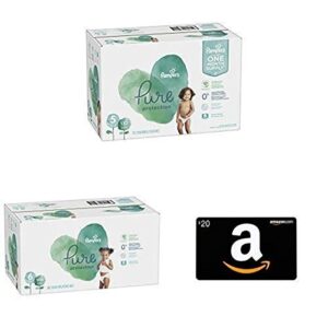 size 5, 132 count – pampers pure disposable baby diapers, with size 6, 108 count – pampers pure disposable baby diapers, and amazon.com $20 gift card in a greeting card (madonna with child design)
