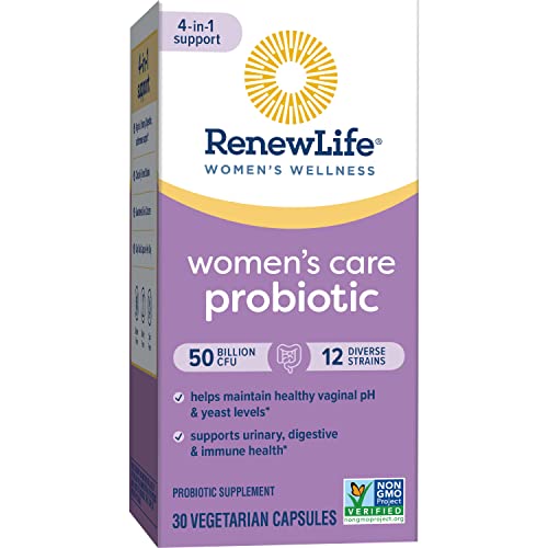 Renew Life Probiotics for Women, 50 Billion CFU Guaranteed, Probiotic Supplement for Digestive, Vaginal & Immune Health, Shelf Stable, Soy, Dairy & Gluten Free, 30 Capsules