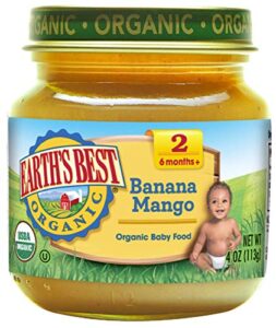 earth’s best organic stage 2 baby food, banana mango, 4 oz. jar (pack of 12)