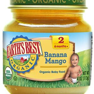 Earth's Best Organic Stage 2 Baby Food, Banana Mango, 4 oz. Jar (Pack of 12)