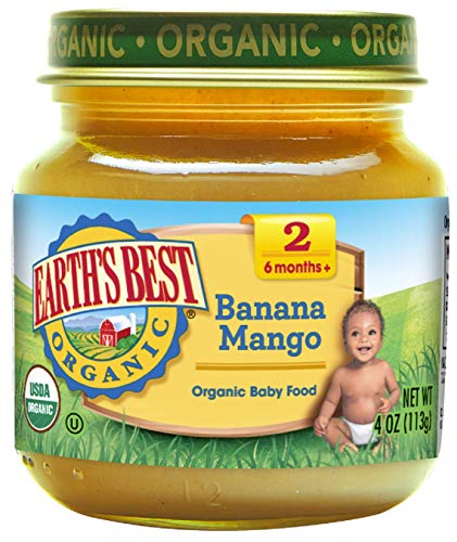 Earth's Best Organic Stage 2 Baby Food, Banana Mango, 4 oz. Jar (Pack of 12)