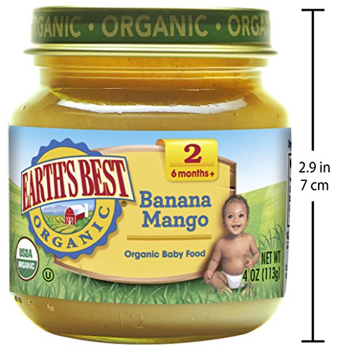 Earth's Best Organic Stage 2 Baby Food, Banana Mango, 4 oz. Jar (Pack of 12)