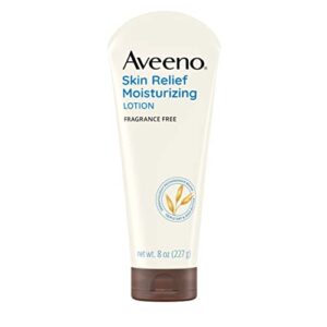 aveeno skin relief moisturizing lotion for very dry skin with soothing triple oat & shea butter formula, dimethicone skin protectant helps heal itchy, dry skin, fragrance-free, 8 fl. oz