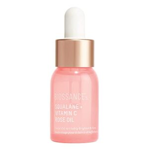 biossance squalane + vitamin c rose oil. facial oil to visibly brighten, hydrate, firm and reveal radiant skin. travel size (0.4 ounces)
