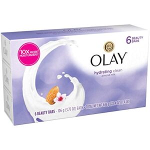 olay hydrating clean beauty bars, almond milk 3.75 oz, 6 count