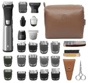 philips norelco multi groomer 29 piece mens grooming kit, trimmer for beard, head, body, and face – no blade oil needed, mg7791/40