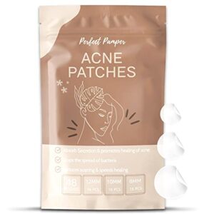 perfect pamper acne patches – medical grade hydrocolloid pimple patch, covers pimples, zits, and blemishes. heals acne, reduces inflammation and redness for beautiful, clear skin. 48 patches in resealable pouch. cruelty free
