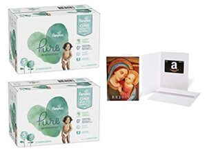 size 5, 132 count – pampers pure disposable baby diapers, hypoallergenic and fragrance free protection (2 qty) with amazon.com $20 gift card in a greeting card (madonna with child design)